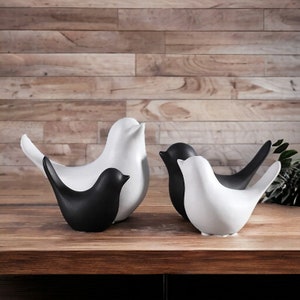 Ceramic Bird Ornaments, Black White Home Decor, Sculpture, Table Piece, Nordic, Housewarming Gift Wedding Office Desktop Shelf Piece