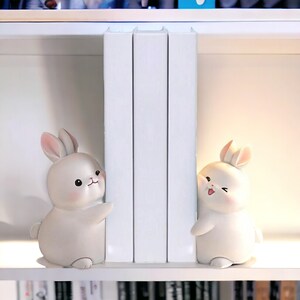 Cute Rabbit Bookends, Bunny Couple, Home Decor, Living Room Accessory, Perfect Gift for Her, Anniversary, Couple