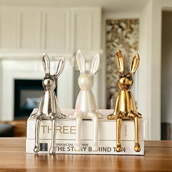 Keramische zittende konijnen kamer ornamenten Home decor cadeau voor haar luxe accessoire Home Art Pasen Housewarming perfecte cadeau Moederdag