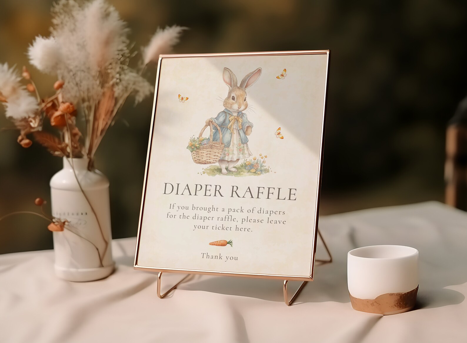 Peter Rabbit Diaper Raffle Sign, Vintage Girl Baby Shower Game Sign ...
