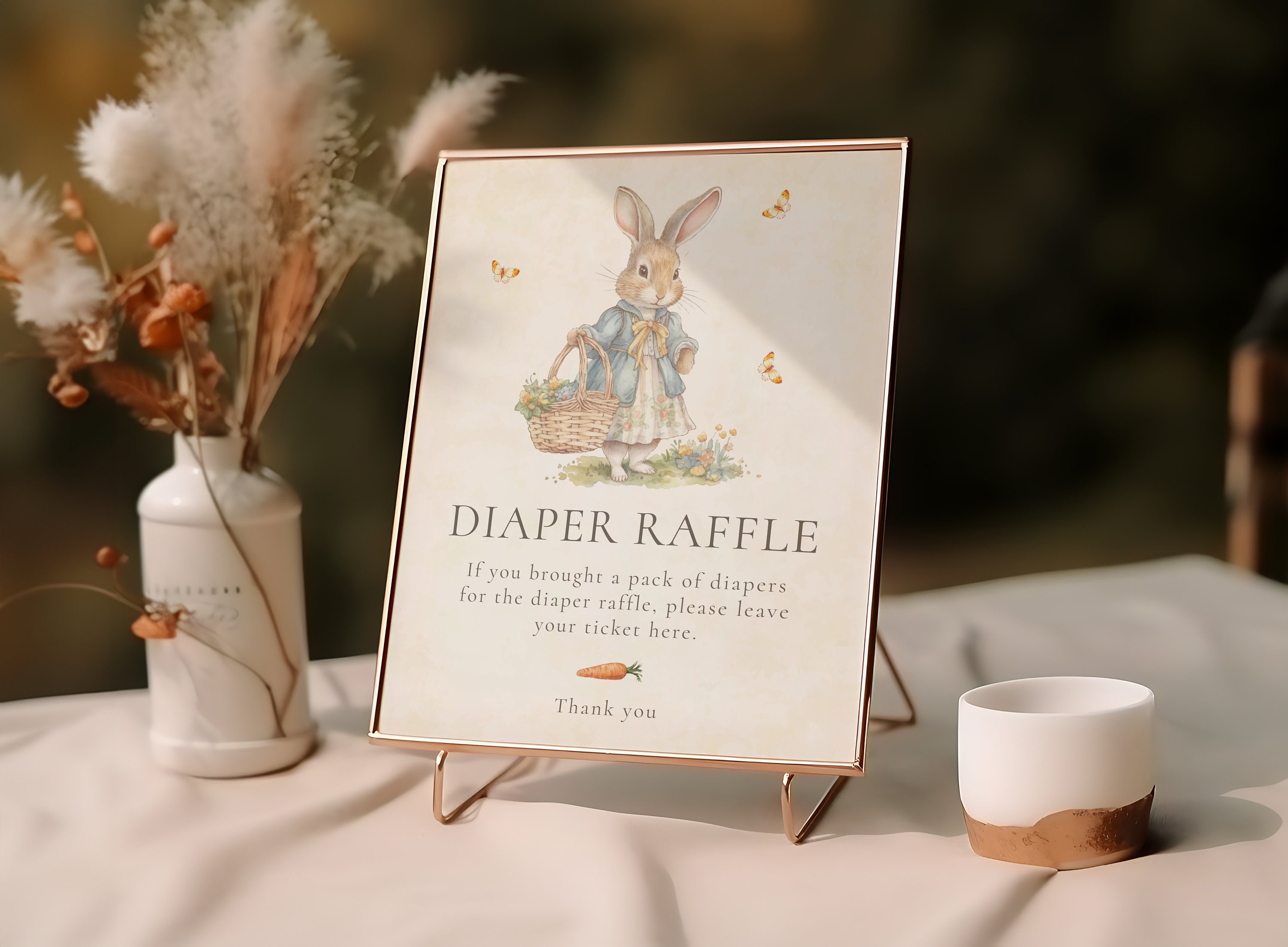 Peter Rabbit Diaper Raffle Sign Peter Rabbit Diaper Raffle Sign, Vintage Girl Baby Shower Game Sign ...