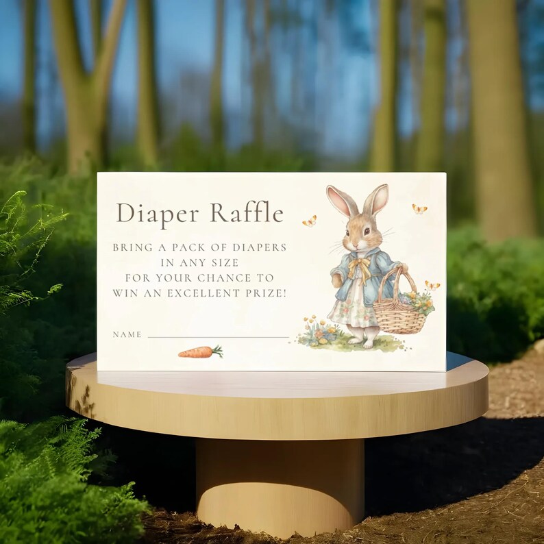 Peter Rabbit Diaper Raffle Sign Printable, Vintage Girl Baby Shower ...