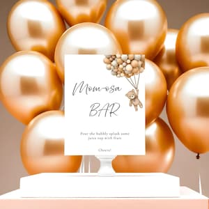 Teddy Bear Baby Shower Mom-osa Bar Sign (Printable)