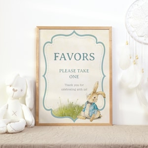 Vintage Peter Rabbit Favors Sign Boy Baby Shower, Vintage Peter Rabbit Favors Sign, Printable Sign, Shower Favors Sign Instant Download, PRV