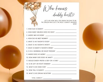 Nie możemy się doczekać, gra „Kto zna tatę najlepiej”, gra „Miś na baby shower”, quiz o neutralnym misiu i jego tacie, aktywność do wydrukowania, WCBW