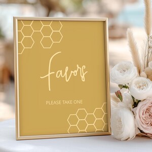 Honeycomb Baby Shower Favors Sign: Gender Neutral Bee Theme (Digital Download, 5x7 & 8x10)