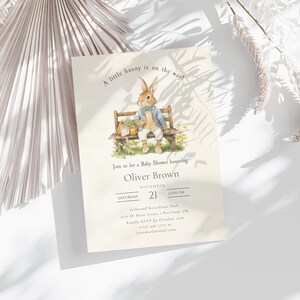 Bearbeitbare Peter Rabbit Babypartyeinladung, Vintage Peter Rabbit Babypartyeinladung, Junge Peter Rabbit Babypartyeinladung, PRV