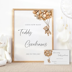 Bear Baby Shower Game How Many Teddy Grahams, Best Baby Games, Printable Instant Download, WCBW