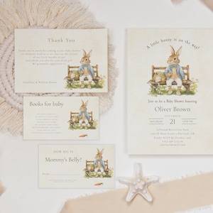 Editable Peter Rabbit Baby Shower Invitation Bundle, Vintage Peter Rabbit Baby Shower Invite Pack, Boy Peter Rabbit Baby Shower Invite, PRV