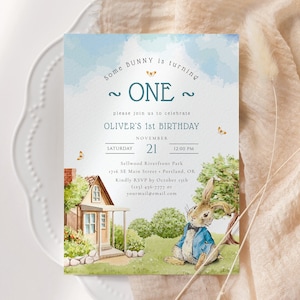 Editable Peter Rabbit First Birthday Invitation, Bunny Birthday Invitation, Boy Classic Peter Rabbit Party Invite, Instant Download, PRBB