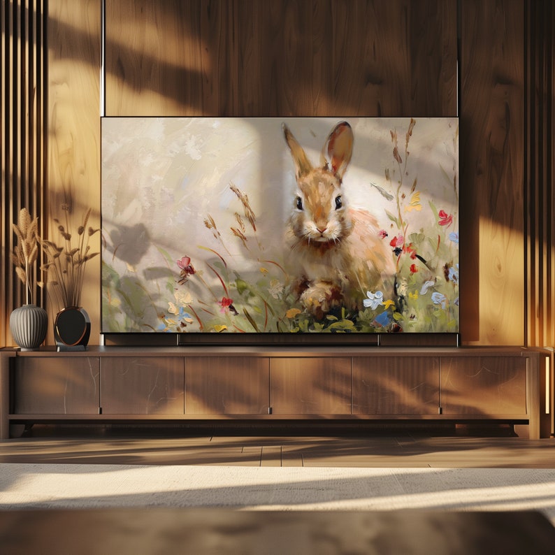 Spring Frame TV Art Bunny Rabbit Frame TV Art Spring TV Decor TV017 zdjęcie 3