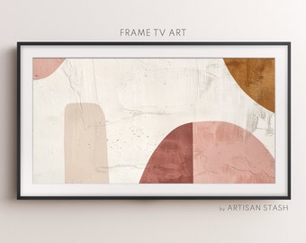 Watercolor shape painting | Earth tone decor | Abstract wall art | Watercolor shapes frame TV art | Artisan Stash art | Frame TV art | TV037
