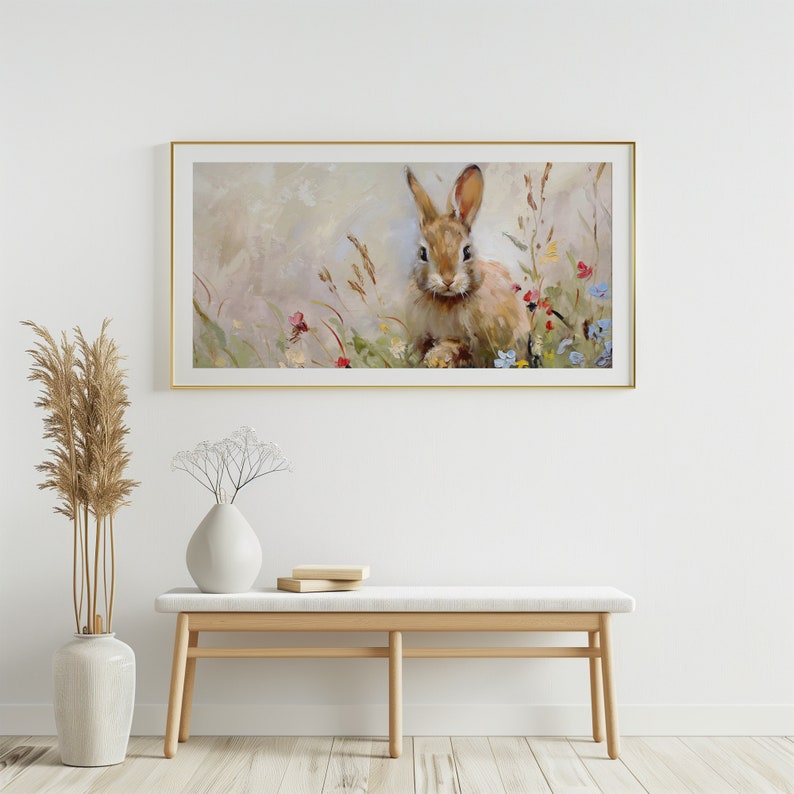 Spring Frame TV Art Bunny Rabbit Frame TV Art Spring TV Decor TV017 zdjęcie 6