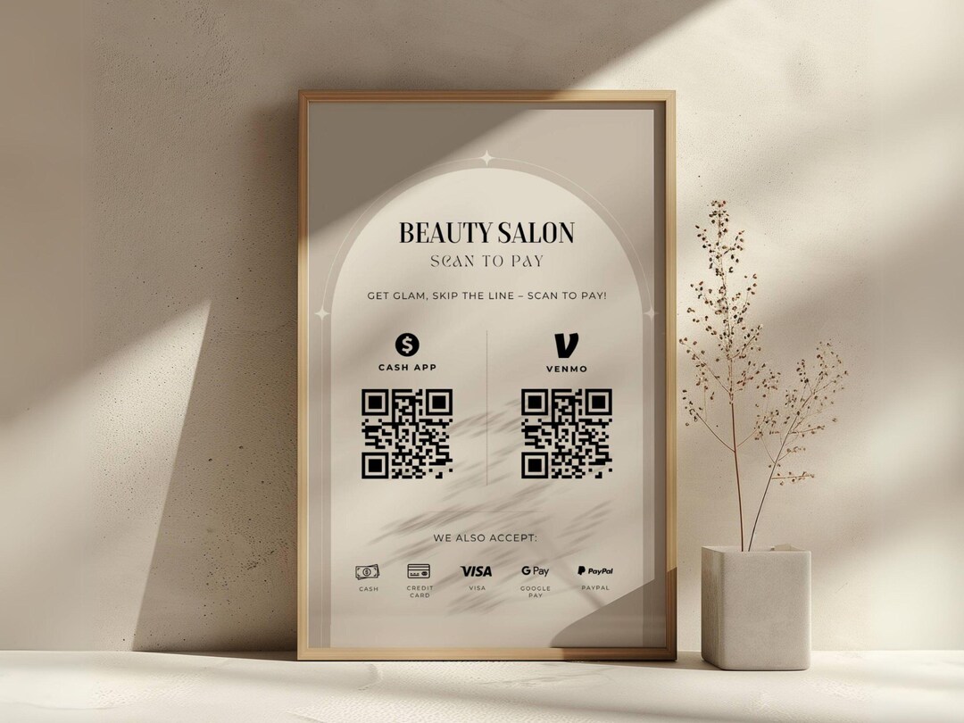 Boho Scan to Pay Sign Aesthetic Price List Template for Canva Editable ...