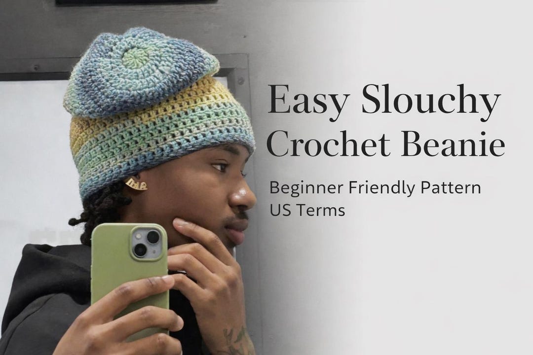 Easy Slouchy Crochet Beanie Pattern | Beginner Crochet Hat | PDF ...