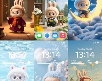 Fondos de pantalla para teléfono Labubu: Serie 4K Arte móvil (16 PNG descarga digital)