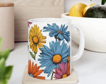 Daisies Flowers Mug, Colorful Flowers Gift, Mom Flowers Mug Gift, Mom's Day Gift, Beauty Gift Mug, Innocence Gift Mug