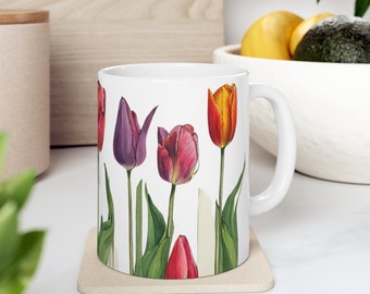 Tulips Flowers Mug, Colorful Flowers Gift, Mom Mug Gift, Mom's Day Gift, Tulips Love Mug Gift, Happiness Gift, Good Energy, Purity