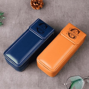 Personalized Leather Eyeglass Cases - Custom Groomsmen Gifts, Unisex Sunglass Case , Father's Day Gifts, Men's Travel Leather Accessories