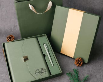 Personalized Engraved Leather Notebook Pen Gift Set - Custom A5 A6Notebook,Office Gift, Teacher Gift, New job gift, Christmas gifts