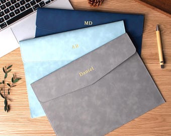 Personlig A4-portfölj i läder – Foliepräglad dokumentmapp, kontorspresent, present till nytt jobb
