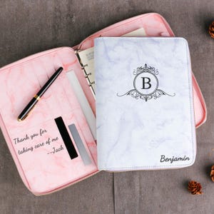 Porte-documents personnalisé avec fermeture éclair, cahier en cuir A5 personnalisé, cadeau collègue, coffret cadeau en cuir, cadeau de rentrée personnalisé, cadeau d'anniversaire