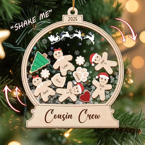 Custom Gingerbread Family Ornament, Custom Family Christmas Ornament, Cousin Crew Gingerbread Ornament, Grandparents Gift, Cookie Ornaments