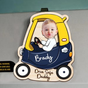 Personalized Dad Photo Car Visor Clip, Custom Photo Car Visor Clip, Fathers Day Gift, Drive Safe Dad Photo, Drive Safe Daddy Visor Clip Gift