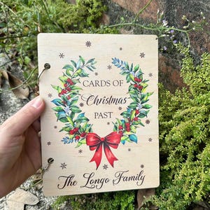 Porte-cartes de Noël personnalisé, Cartes personnalisées des Noëls d&#39;autrefois, Support de carte, Cartes souvenir, Rangement pour cartes, Livre-cadeau de Noël