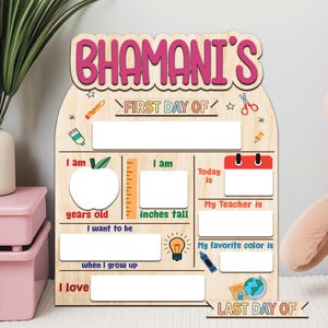 Personalized First Day Of School Sign, Kindergarten 1st Day of School Sign, Back To School Sign, Preschool Back To School Dry Erase Sign