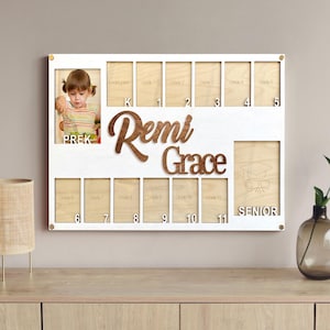 Custom School Years Photo Frame, Grade School Photo Frame, Pre K to Graduation School Picture Frame, Senior Picture Gift Picture Photo Frame