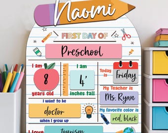 Customized First Day Of School Sign, 1st Day Of School Sign, Reusable Back To School Sign For Photos, School Board, Dry Erase School Sign