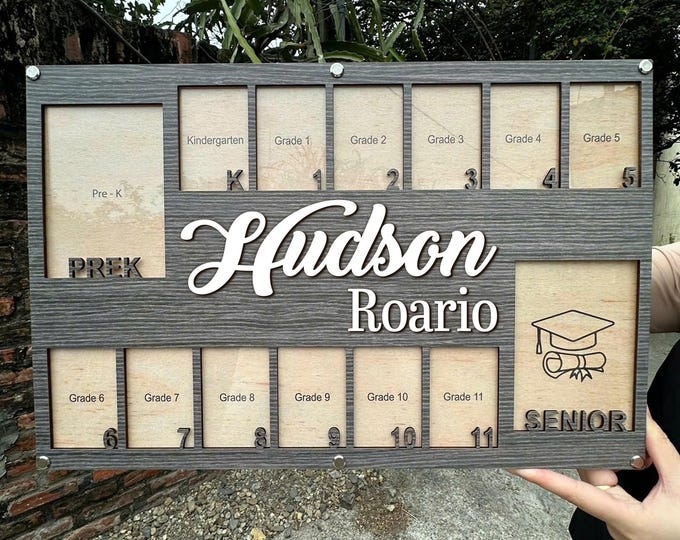 Custom School Years Photo Frame, Pre K to Senior Graduation Photo Frame, Pre K-12 Grade School Picture Frame, Custom Name School Year Frame