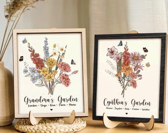 Letrero de jardín con flores personalizado para el mes de nacimiento, regalo para el Día de la Madre, letrero de jardín para la abuela, regalo de flores para el mes de nacimiento de la abuela, regalo para mamá