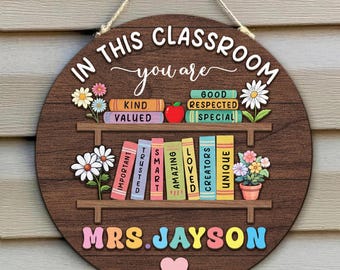 Custom Teacher 3D Door Sign, In this Classroom You Are, Teacher Door Hanger, Back to School Gift, Custom Teacher Name, End Of School Gift