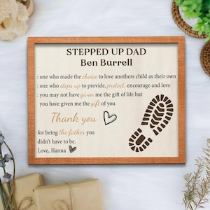 Personalized Stepped Up Dad Sign, Thank You Gifts For StepDad, Gifts from Kids, Father’s Day Thank You Gift, Stepped Up Dad Definition Sign
