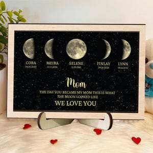 Custom Moons Phase Frame with Kids Names, Custom Moons Phase Print Frame, Mother’s Day Gift, Gift for Mama, The Day You Became My Mom Sign