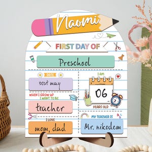 Personalized First Day Of School Sign, First & Last Day of School Sign For Photo Prop, Custom Reusable Wooden School Board Gift for Student