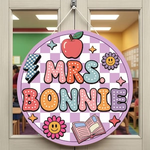 Personalized Teacher 3D Door Hanger, Custom Teacher Door Sign, Groovy Classroom Decor, Back to School Gift, Teacher Classroom Welcome sign