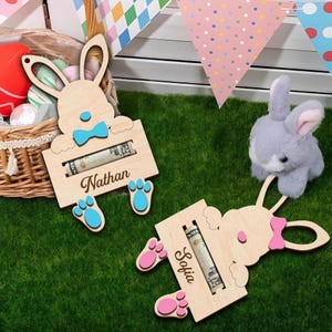 Portasoldi pasquale personalizzato a forma di coniglietto, portasoldi a forma di coniglietto, regalo portasoldi a forma di coniglietto, riempitivi per cestini pasquali, regalo di Pasqua per bambini