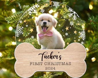 Dog First Christmas Ornament, Custom Dog Photo Ornament, Custom Dog Christmas Ornament, New Dog Lovers Gift, Dog Lover Pet Portrait Gift