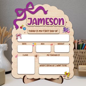 Custom First Day of School Sign, Reusable Back to School Sign For Photo Prop, Custom First Day School Sign, 1st Day of School Sign For Kids