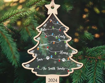 Custom Family Christmas Tree Ornament 2025, Custom Family Names Wooden Ornament, Family Christmas Gifts, Large Family Gift, Grandparent Gift