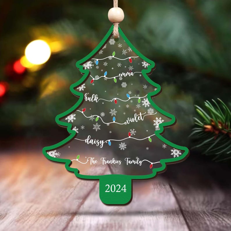 Personalized Family Name Christmas Tree Ornament, Custom Family Names