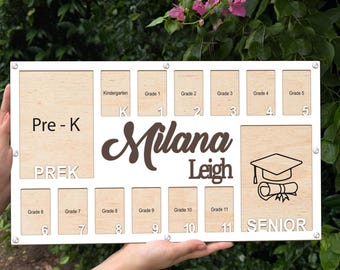 Custom Pre K-12 Grade School Picture Frame, School Years Photo Frame, Pre K to Senior Graduation Photo Frame, Custom Name School Year Frame