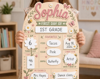 Custom First Day Of School Sign, Custom Name Back To School Board, Reusable Back To School Sign, Photo Prop 1st Day Of School Board