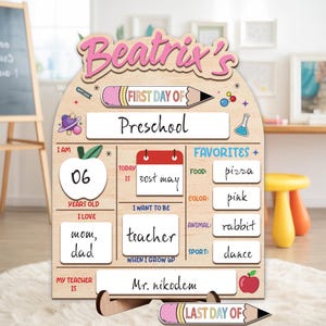 Personalized First Day Of School Sign, 1st Day of School Board, 1st Day of School Sign , Gift For Students, Back To School Dry Erase Sign