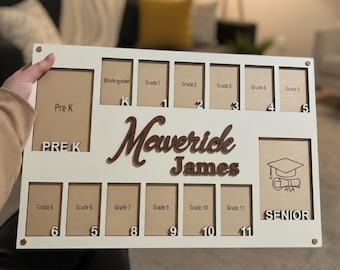 Custom School Years Photo Frame, Pre K to Senior Graduation Photo Frame, Pre K-12 Grade School Picture Frame, Custom Name School Year Frame