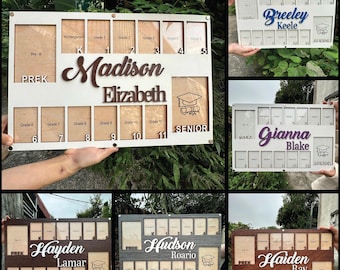 Custom School Years Photo Frame, Pre K-12 Grade School Picture Frame, Pre K to Senior Graduation Photo Frame, Custom Name School Year Frame