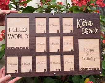 Custom Baby Picture Frame, Baby First Year Picture Frame, Newborn To One Year Photo Frame, Monthly Baby Photo Frame Baby Newborn Photo Gift